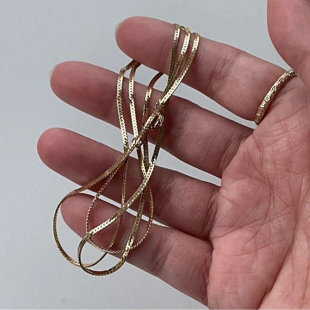 Classic Skinny Herringbone Necklace - Picture 4 of 5